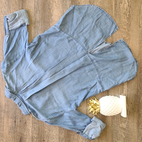 Cloth & Stone Button Down Top - Distressed Denim - Picture 6 of 10